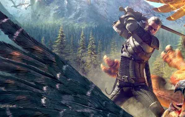 The Witcher 3 oyunu Geralt karakteri ve açık dünya sahnesi